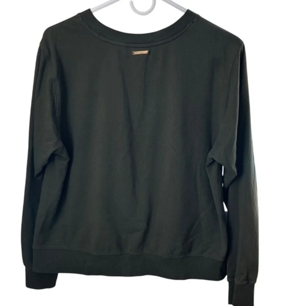 Michael‎ Kors Womens Olive Green Twist Front Long Sleeve Sweatshirt Large